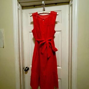 Vintage J.Crew orange lace midi dress with a belt